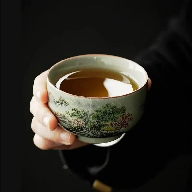 Jindezhen Gu Ru Ice Crackle Ceramic Tea Cup [Zhi Ci Qinglu] - YIQIN TEA HOUSE | yiqinteahouse.com | tea cup, teaware, zhi ci qinglu