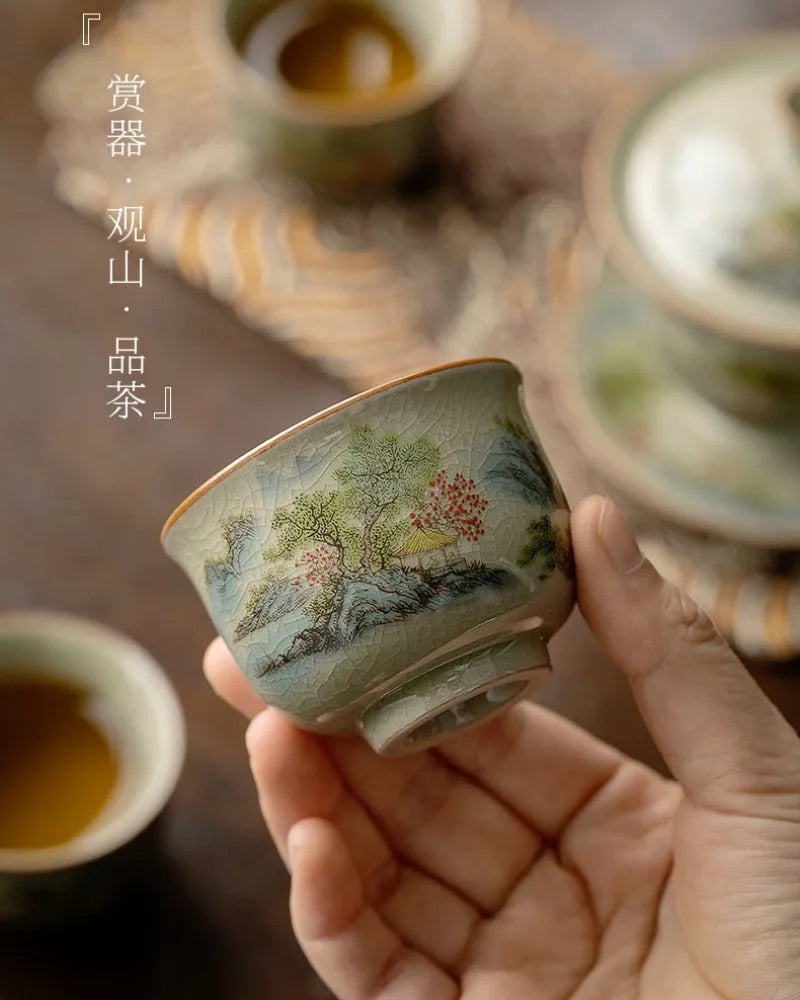 Jindezhen Gu Ru Ice Crackle Ceramic Tea Cup [Zhi Ci Qinglu] - YIQIN TEA HOUSE | yiqinteahouse.com | tea cup, teaware, zhi ci qinglu