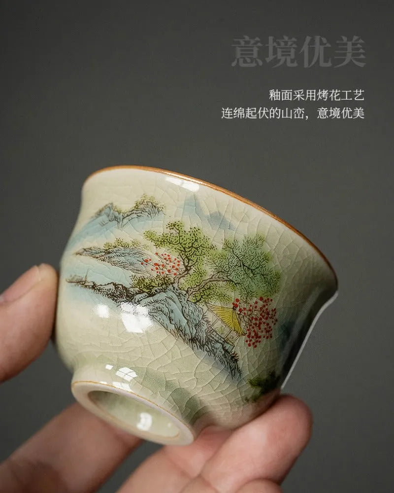 Jindezhen Gu Ru Ice Crackle Ceramic Tea Cup [Zhi Ci Qinglu] - YIQIN TEA HOUSE | yiqinteahouse.com | tea cup, teaware, zhi ci qinglu