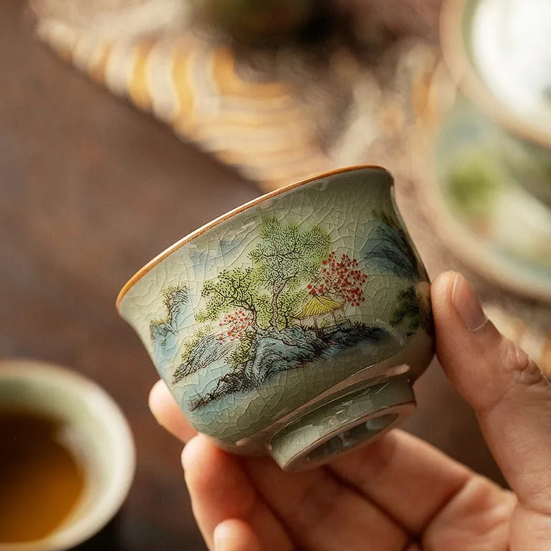 Jindezhen Gu Ru Ice Crackle Ceramic Tea Cup [Zhi Ci Qinglu] - YIQIN TEA HOUSE | yiqinteahouse.com | tea cup, teaware, zhi ci qinglu