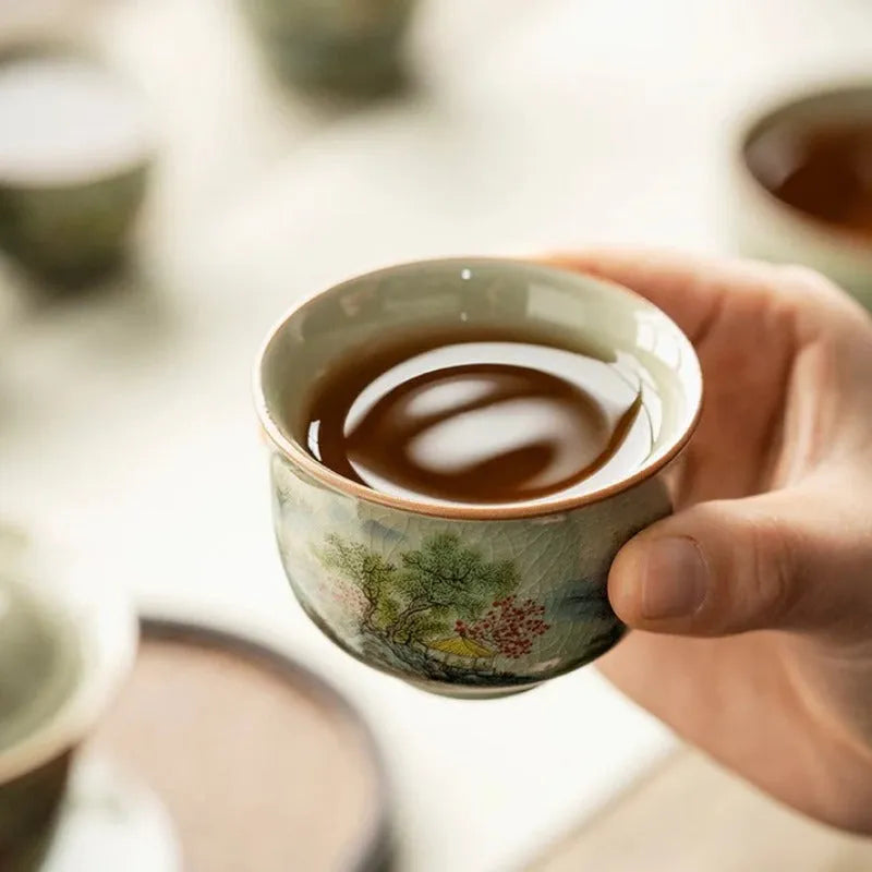 Jindezhen Gu Ru Ice Crackle Ceramic Tea Cup [Zhi Ci Qinglu] - YIQIN TEA HOUSE | yiqinteahouse.com | tea cup, teaware, zhi ci qinglu