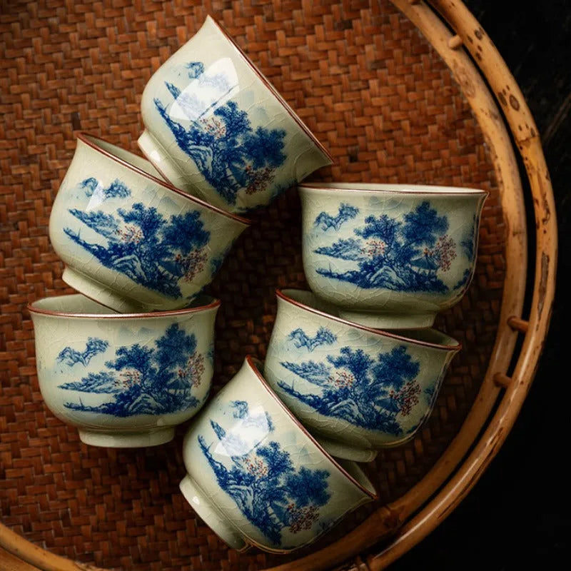 Jindezhen Gu Ru Ice Crackle Ceramic Tea Set [Jiangshan Keran] - YIQIN TEA HOUSE | yiqinteahouse.com | ceramic teapot, fair cup, gaiwan, jiangshan keran, strainer, tea cup, teaware, teaware set