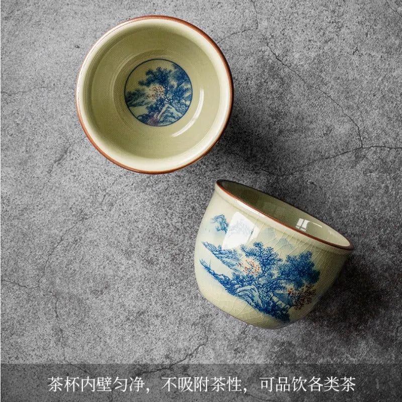 Jindezhen Gu Ru Ice Crackle Ceramic Tea Set [Jiangshan Keran] - YIQIN TEA HOUSE | yiqinteahouse.com | ceramic teapot, fair cup, gaiwan, jiangshan keran, strainer, tea cup, teaware, teaware set