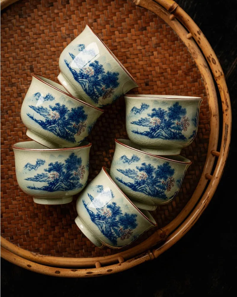 Jindezhen Gu Ru Ice Crackle Ceramic Tea Set [Jiangshan Keran] - YIQIN TEA HOUSE | yiqinteahouse.com | ceramic teapot, fair cup, gaiwan, jiangshan keran, strainer, tea cup, teaware, teaware set