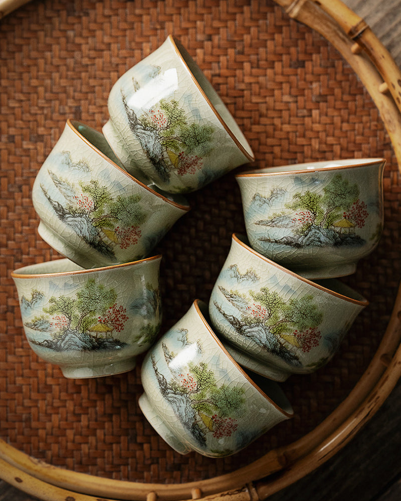 Jindezhen Gu Ru Ice Crackle Ceramic Tea Set [Zhi Ci Qinglu] - YIQIN TEA HOUSE | yiqinteahouse.com | ceramic teapot, fair cup, gaiwan, strainer, tea cup, teaware, teaware set, zhi ci qinglu