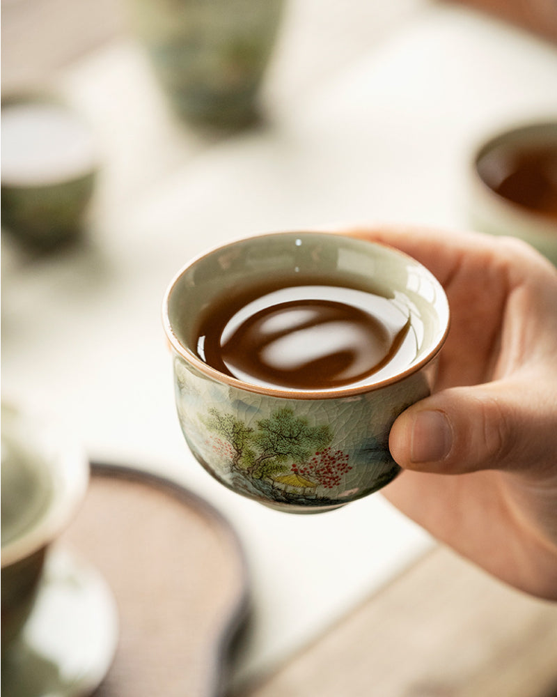 Jindezhen Gu Ru Ice Crackle Ceramic Tea Set [Zhi Ci Qinglu] - YIQIN TEA HOUSE | yiqinteahouse.com | ceramic teapot, fair cup, gaiwan, strainer, tea cup, teaware, teaware set, zhi ci qinglu