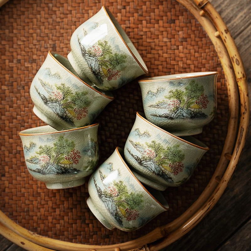 Jindezhen Gu Ru Ice Crackle Ceramic Tea Set [Zhi Ci Qinglu] - YIQIN TEA HOUSE | yiqinteahouse.com | ceramic teapot, fair cup, gaiwan, strainer, tea cup, teaware, teaware set, zhi ci qinglu