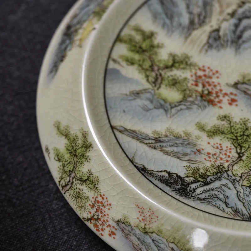 Jindezhen Gu Ru Ice Crackle Ceramic Tea Tray [Jiangshan Keran/Zhi Ci Qinglu] - YIQIN TEA HOUSE | yiqinteahouse.com | jiangshan keran, tea tray, teaware, zhi ci qinglu