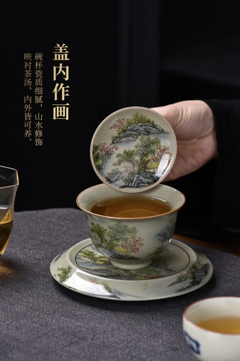 Jindezhen Gu Ru Ice Crackle Ceramic Tea Tray [Jiangshan Keran/Zhi Ci Qinglu] - YIQIN TEA HOUSE | yiqinteahouse.com | jiangshan keran, tea tray, teaware, zhi ci qinglu