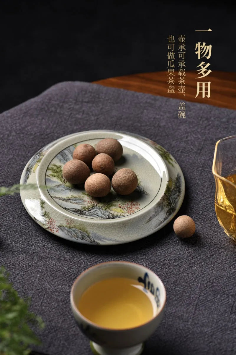 Jindezhen Gu Ru Ice Crackle Ceramic Tea Tray [Jiangshan Keran/Zhi Ci Qinglu] - YIQIN TEA HOUSE | yiqinteahouse.com | jiangshan keran, tea tray, teaware, zhi ci qinglu