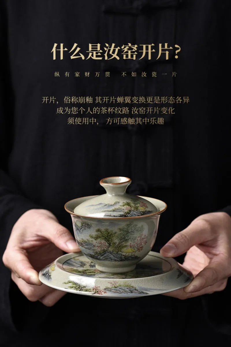 Jindezhen Gu Ru Ice Crackle Ceramic Tea Tray [Jiangshan Keran/Zhi Ci Qinglu] - YIQIN TEA HOUSE | yiqinteahouse.com | jiangshan keran, tea tray, teaware, zhi ci qinglu