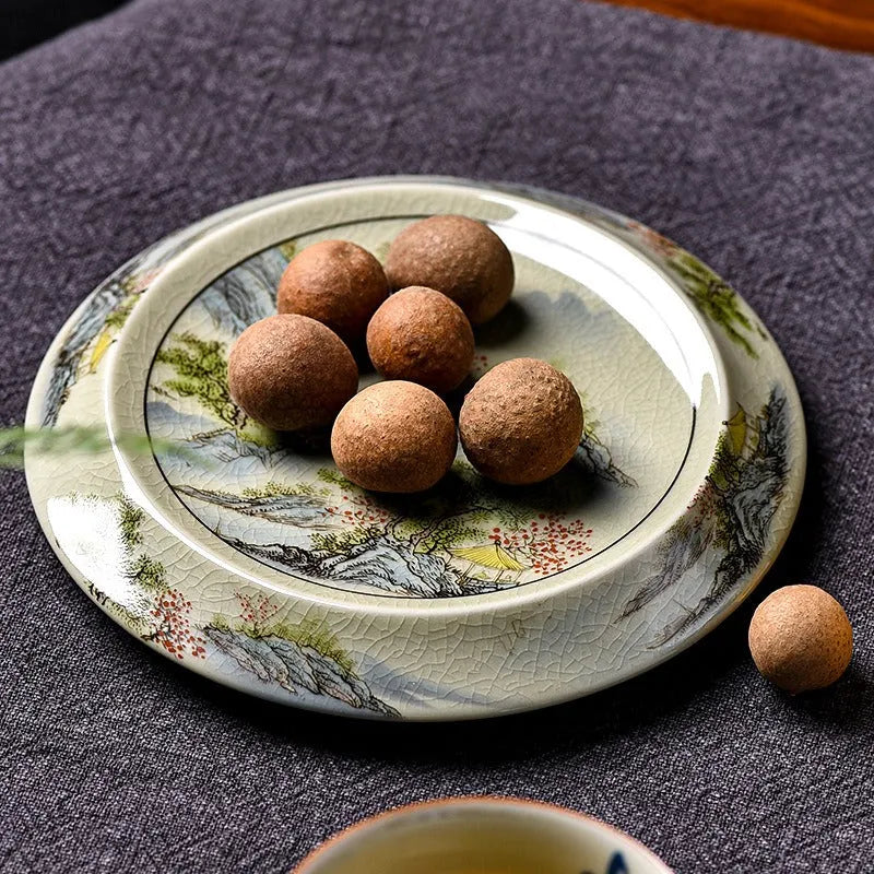 Jindezhen Gu Ru Ice Crackle Ceramic Tea Tray [Jiangshan Keran/Zhi Ci Qinglu] - YIQIN TEA HOUSE | yiqinteahouse.com | jiangshan keran, tea tray, teaware, zhi ci qinglu