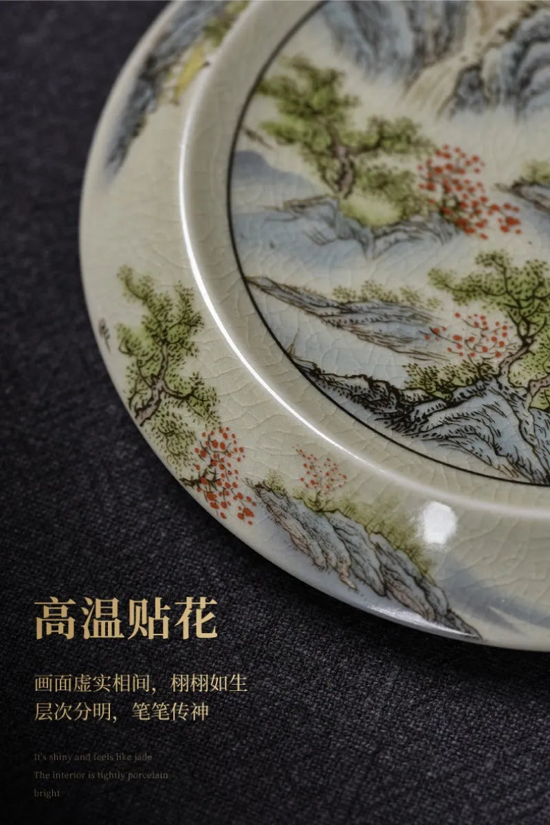 Jindezhen Gu Ru Ice Crackle Ceramic Tea Tray [Jiangshan Keran/Zhi Ci Qinglu] - YIQIN TEA HOUSE | yiqinteahouse.com | jiangshan keran, tea tray, teaware, zhi ci qinglu