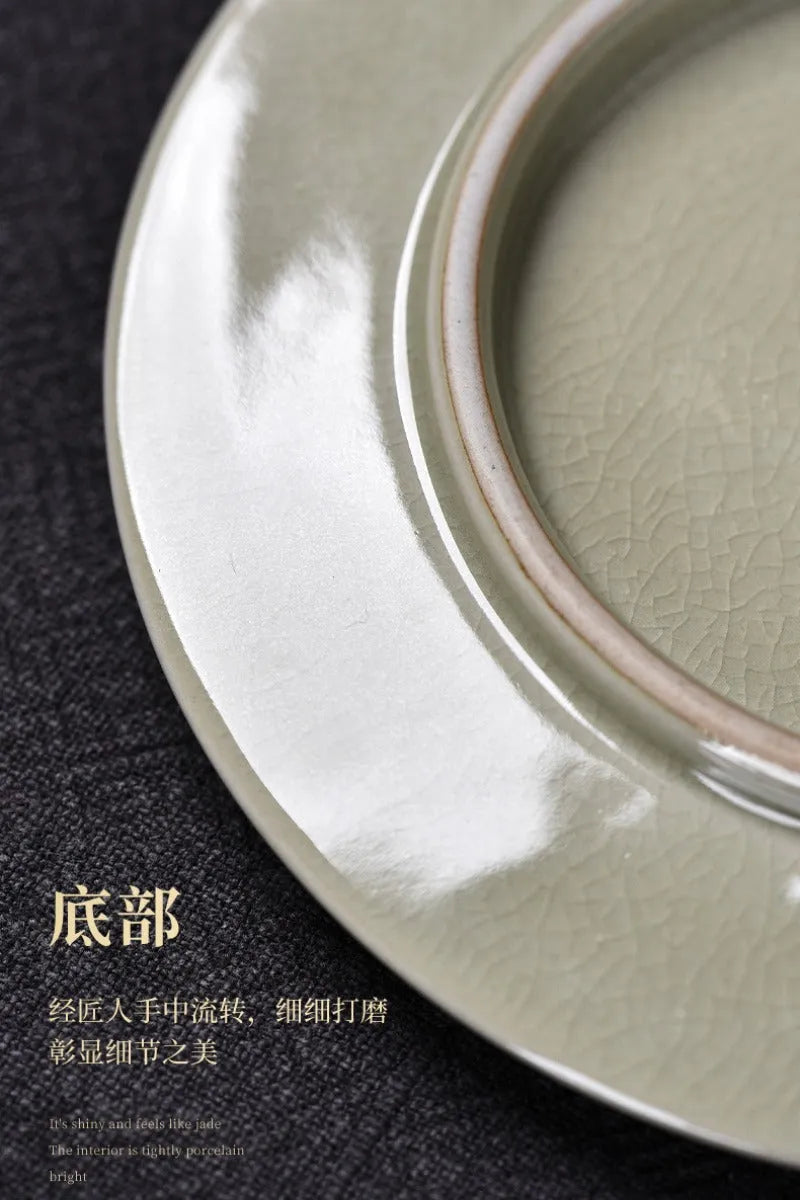 Jindezhen Gu Ru Ice Crackle Ceramic Tea Tray [Jiangshan Keran/Zhi Ci Qinglu] - YIQIN TEA HOUSE | yiqinteahouse.com | jiangshan keran, tea tray, teaware, zhi ci qinglu