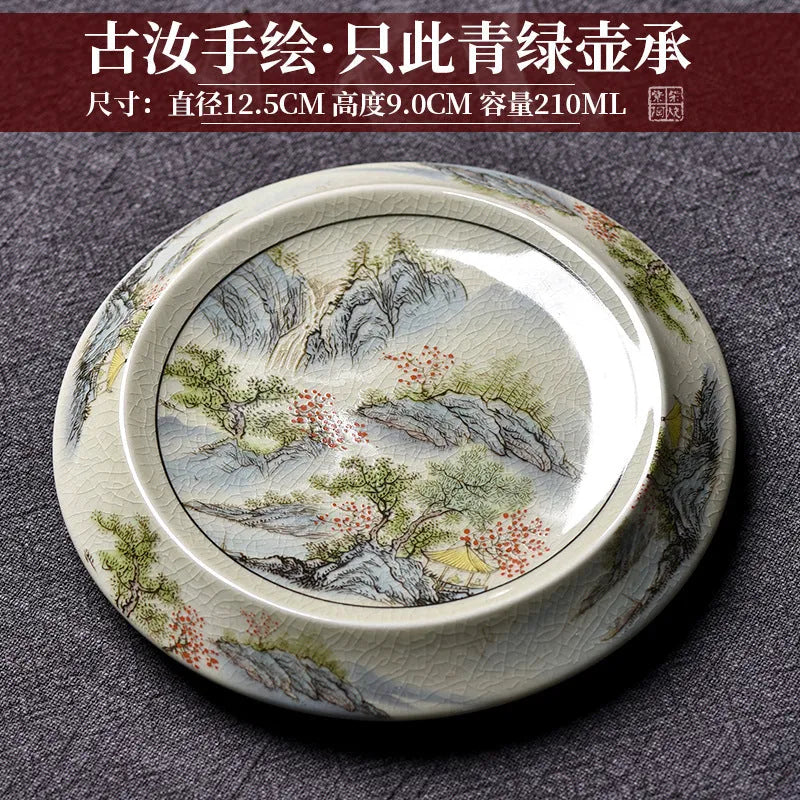 Jindezhen Gu Ru Ice Crackle Ceramic Tea Tray [Jiangshan Keran/Zhi Ci Qinglu] - YIQIN TEA HOUSE | yiqinteahouse.com | jiangshan keran, tea tray, teaware, zhi ci qinglu