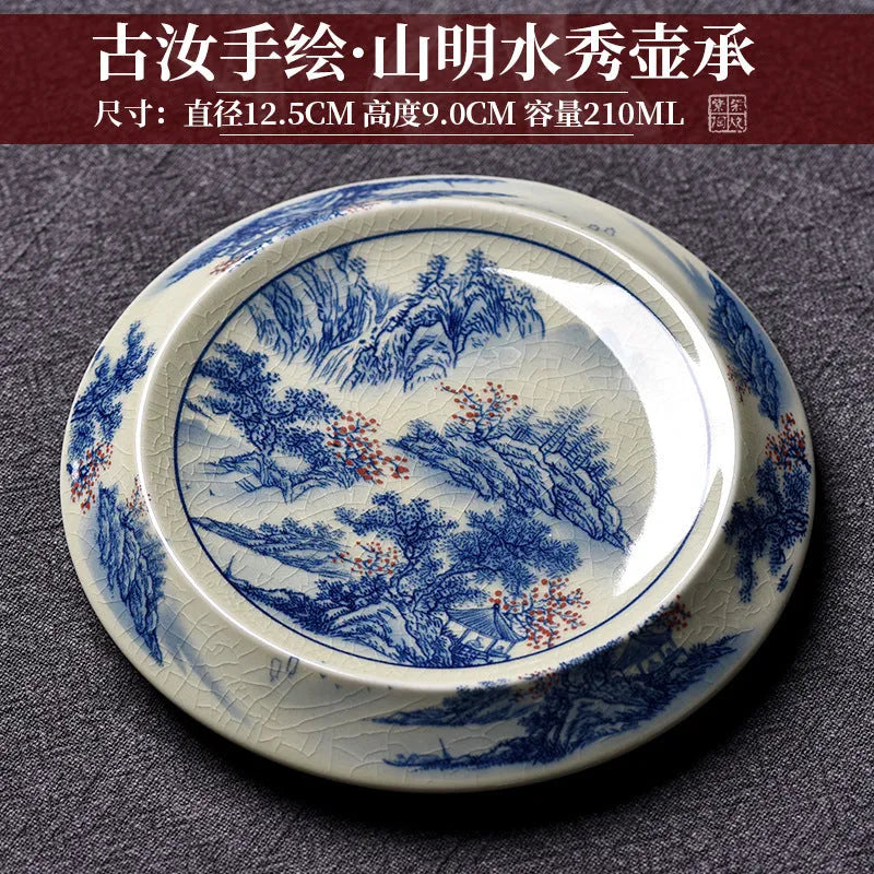 Jindezhen Gu Ru Ice Crackle Ceramic Tea Tray [Jiangshan Keran/Zhi Ci Qinglu] - YIQIN TEA HOUSE | yiqinteahouse.com | jiangshan keran, tea tray, teaware, zhi ci qinglu