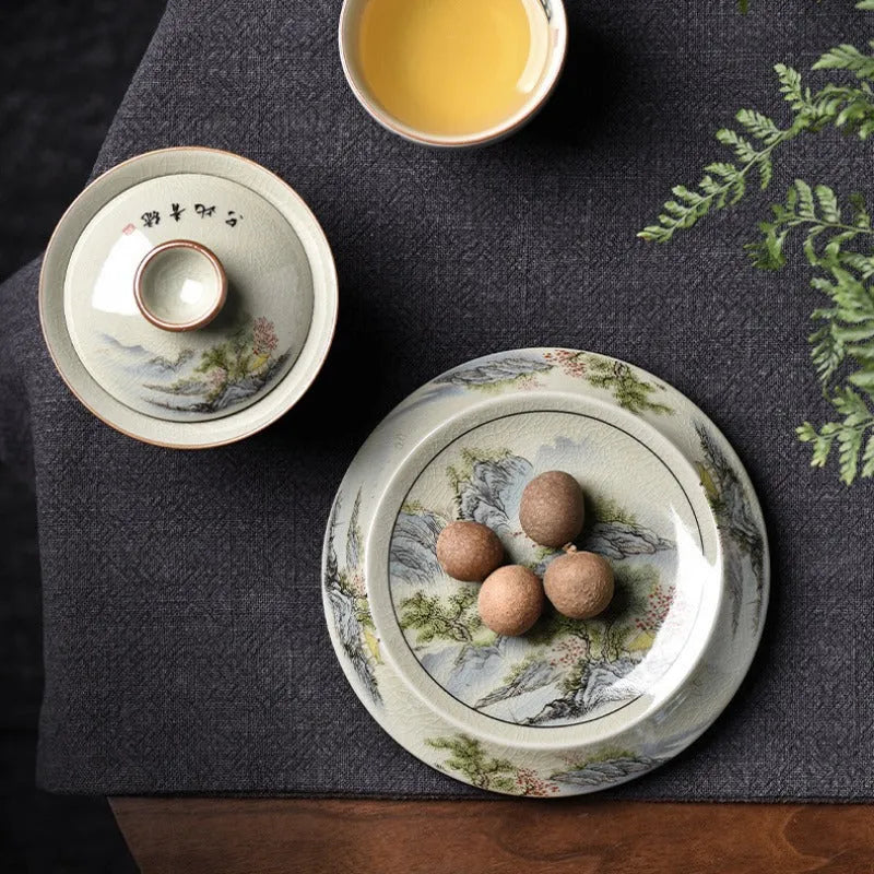 Jindezhen Gu Ru Ice Crackle Ceramic Tea Tray [Jiangshan Keran/Zhi Ci Qinglu] - YIQIN TEA HOUSE | yiqinteahouse.com | jiangshan keran, tea tray, teaware, zhi ci qinglu