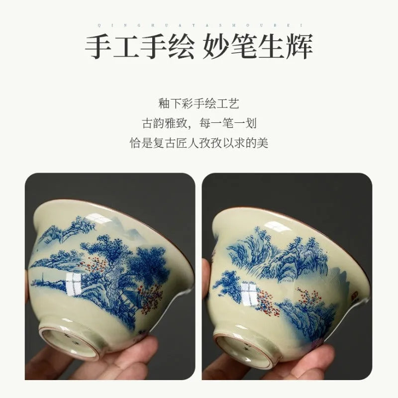 Jindezhen Ice Crackle Ceramic Sancai Gaiwan [Jiangshan Ke Ran Series - Jiangjun] 165ml - YIQIN TEA HOUSE | yiqinteahouse.com | gaiwan, jiangshan keran, teaware