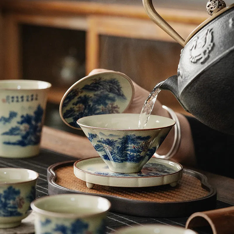 Jindezhen Ice Crackle Sancai Gaiwan [Jiangshan Ke Ran Series - Straw Hat] 130ml - YIQIN TEA HOUSE | yiqinteahouse.com | gaiwan, jiangshan keran, teaware