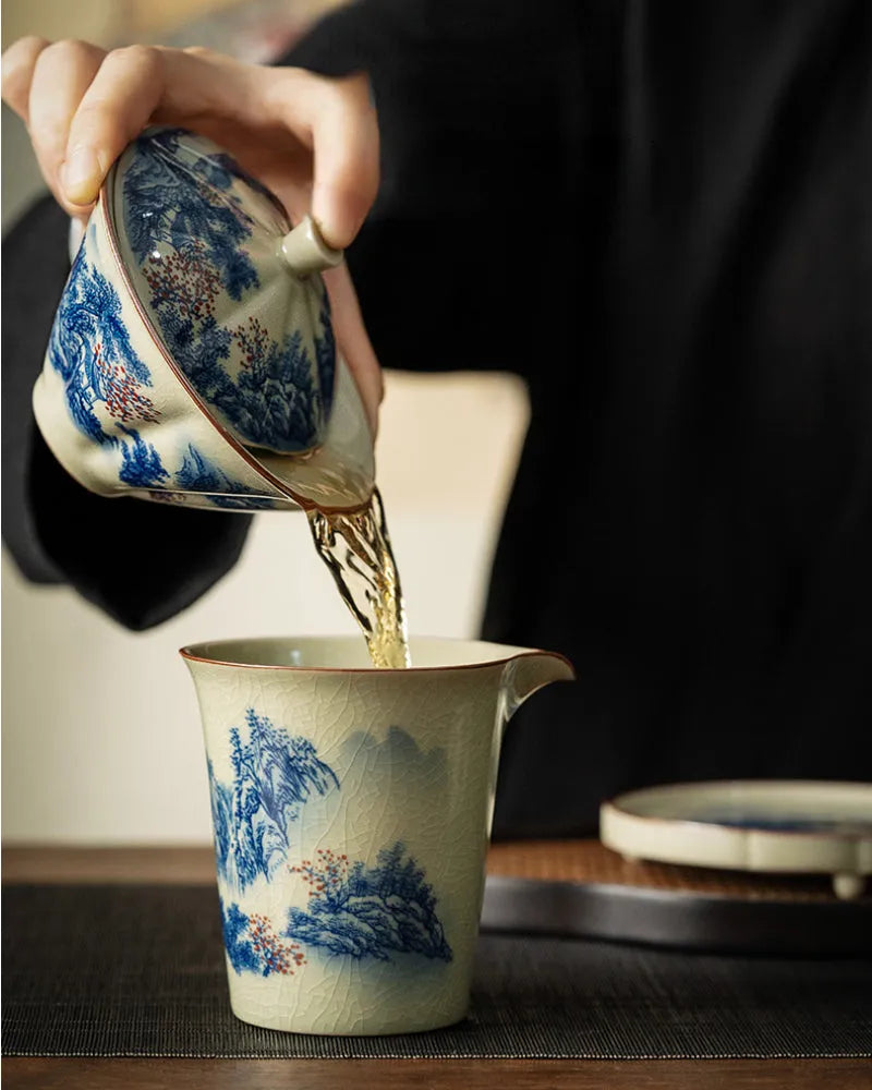 Jindezhen Ice Crackle Sancai Gaiwan [Jiangshan Ke Ran Series - Straw Hat] 130ml - YIQIN TEA HOUSE | yiqinteahouse.com | gaiwan, jiangshan keran, teaware