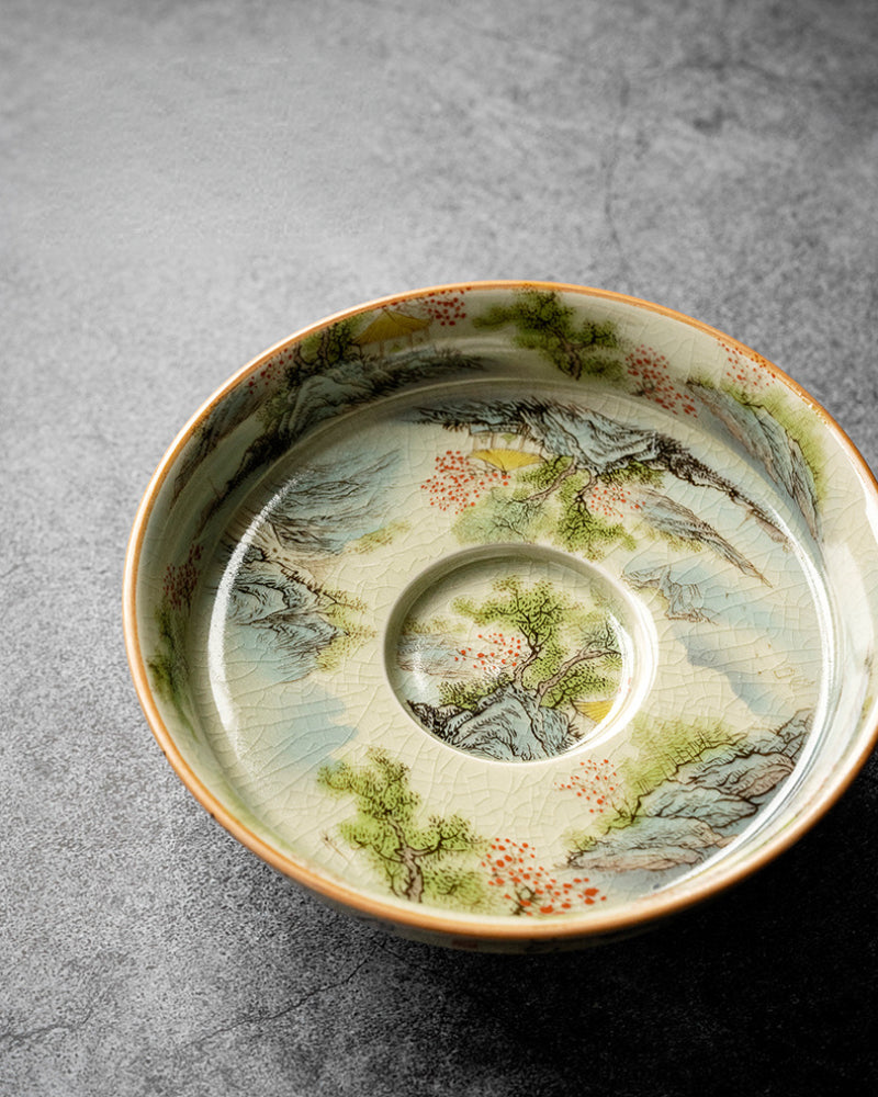 Jindezhen Ice Crackle Sancai Gaiwan [Zhi Ci Qinglu Series - Jiangjun] 165ml - YIQIN TEA HOUSE | yiqinteahouse.com | gaiwan, teaware, zhi ci qinglu