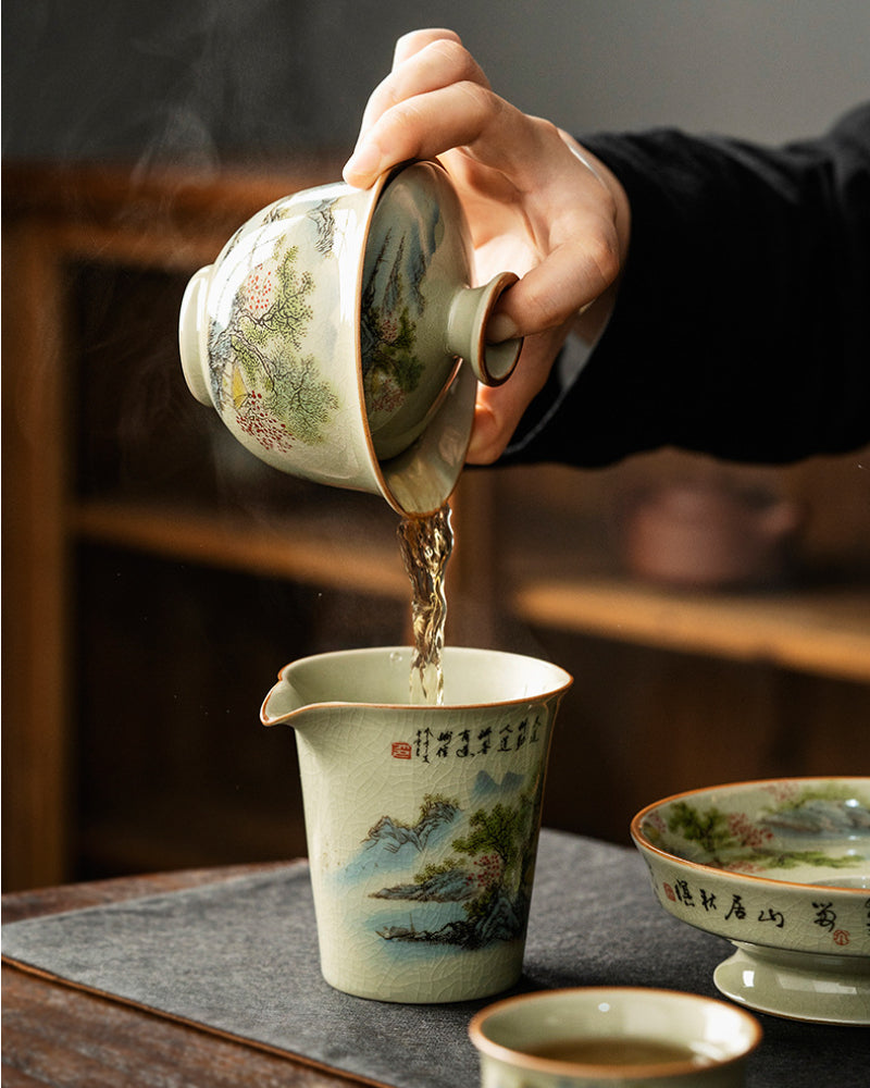 Jindezhen Ice Crackle Sancai Gaiwan [Zhi Ci Qinglu Series - Jiangjun] 165ml - YIQIN TEA HOUSE | yiqinteahouse.com | gaiwan, teaware, zhi ci qinglu