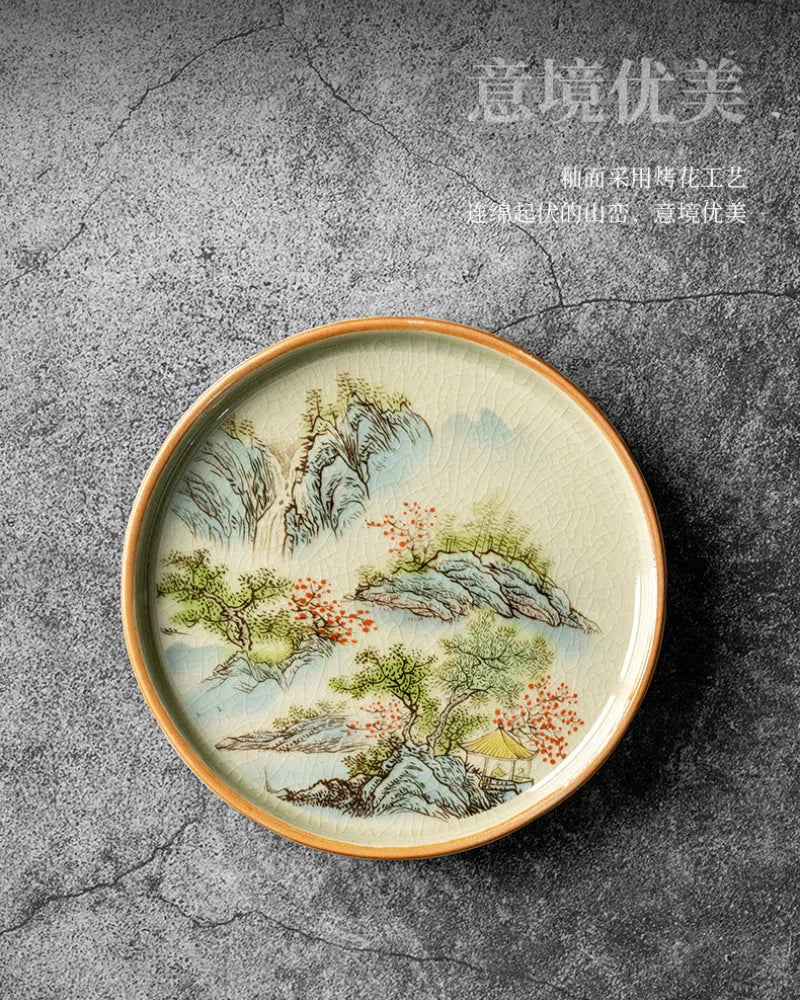 Jindezhen Ice Crackle Sancai Gaiwan [Zhi Ci Qinglu Series - Straw Hat] 130ml - YIQIN TEA HOUSE | yiqinteahouse.com | gaiwan, teaware, zhi ci qinglu