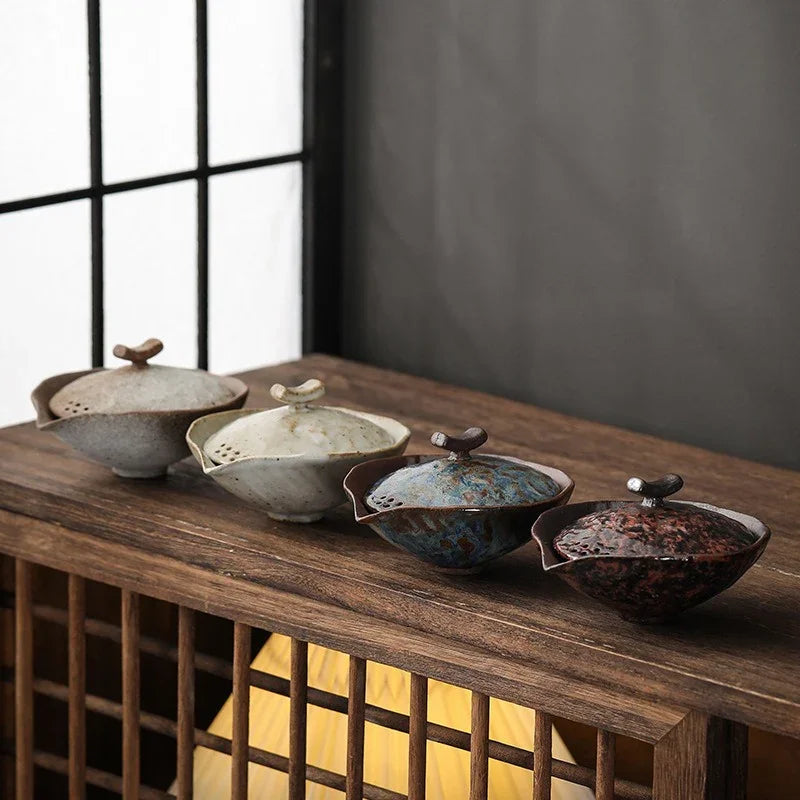 Kiln Change Firewood Firing Handmade Ceramic Gaiwan / Hand-Grab Pot