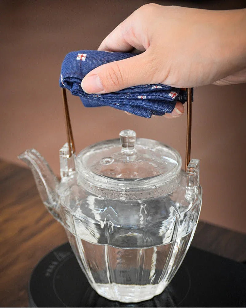 Linen Cotton Zen Tea Tower [Checkered] - YIQIN TEA HOUSE | yiqinteahouse.com | tea accessories, tea towel, teaware