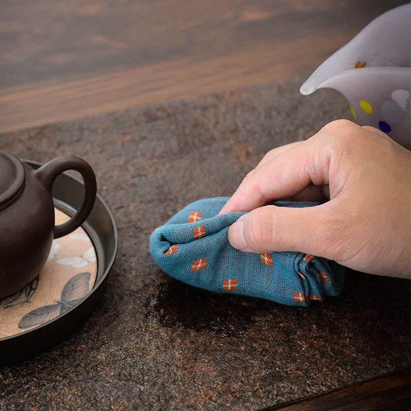 Linen Cotton Zen Tea Tower [Checkered] - YIQIN TEA HOUSE | yiqinteahouse.com | tea accessories, tea towel, teaware