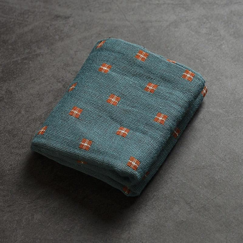 Linen Cotton Zen Tea Tower [Checkered] - YIQIN TEA HOUSE | yiqinteahouse.com | tea accessories, tea towel, teaware
