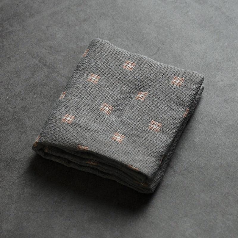 Linen Cotton Zen Tea Tower [Checkered] - YIQIN TEA HOUSE | yiqinteahouse.com | tea accessories, tea towel, teaware
