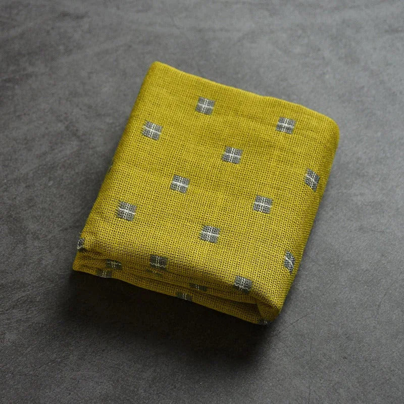 Linen Cotton Zen Tea Tower [Checkered] - YIQIN TEA HOUSE | yiqinteahouse.com | tea accessories, tea towel, teaware