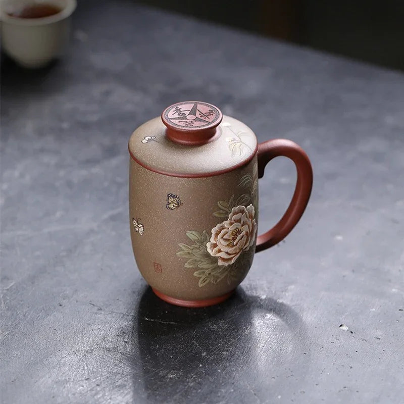 Tasse à thé Yixing Zisha faite à la main [Ji Xiang] (Long Xue Sha - 200 ml)