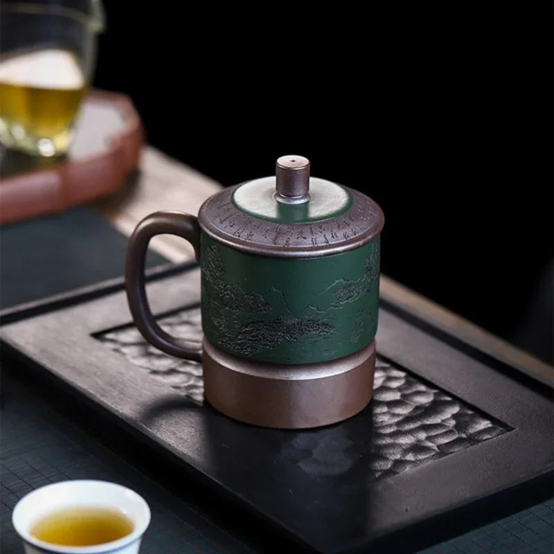 Master Handmade Yixing Zisha Tea Mug [Jiangshan Ru Hua] (Jinsha Zi Ni - 380ml) - YIQIN TEA HOUSE | yiqinteahouse.com | tea mug, teaware