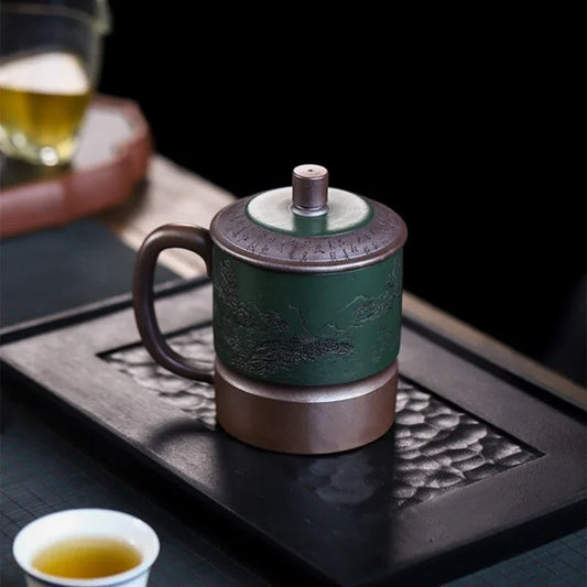 Master Handmade Yixing Zisha Tea Mug [Jiangshan Ru Hua] (Jinsha Zi Ni - 380ml) - YIQIN TEA HOUSE | yiqinteahouse.com | tea mug, teaware