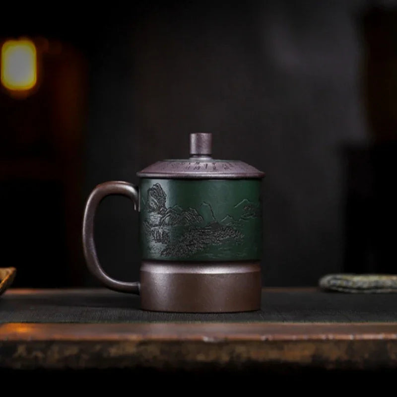 Master Handmade Yixing Zisha Tea Mug [Jiangshan Ru Hua] (Jinsha Zi Ni - 380ml) - YIQIN TEA HOUSE | yiqinteahouse.com | tea mug, teaware