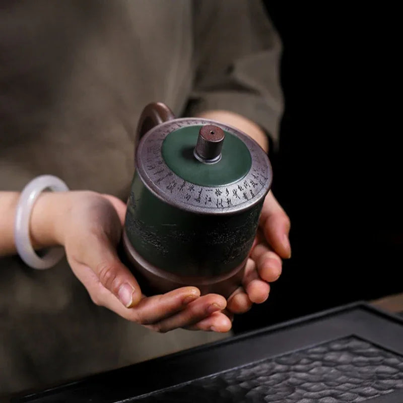 Master Handmade Yixing Zisha Tea Mug [Jiangshan Ru Hua] (Jinsha Zi Ni - 380ml) - YIQIN TEA HOUSE | yiqinteahouse.com | tea mug, teaware