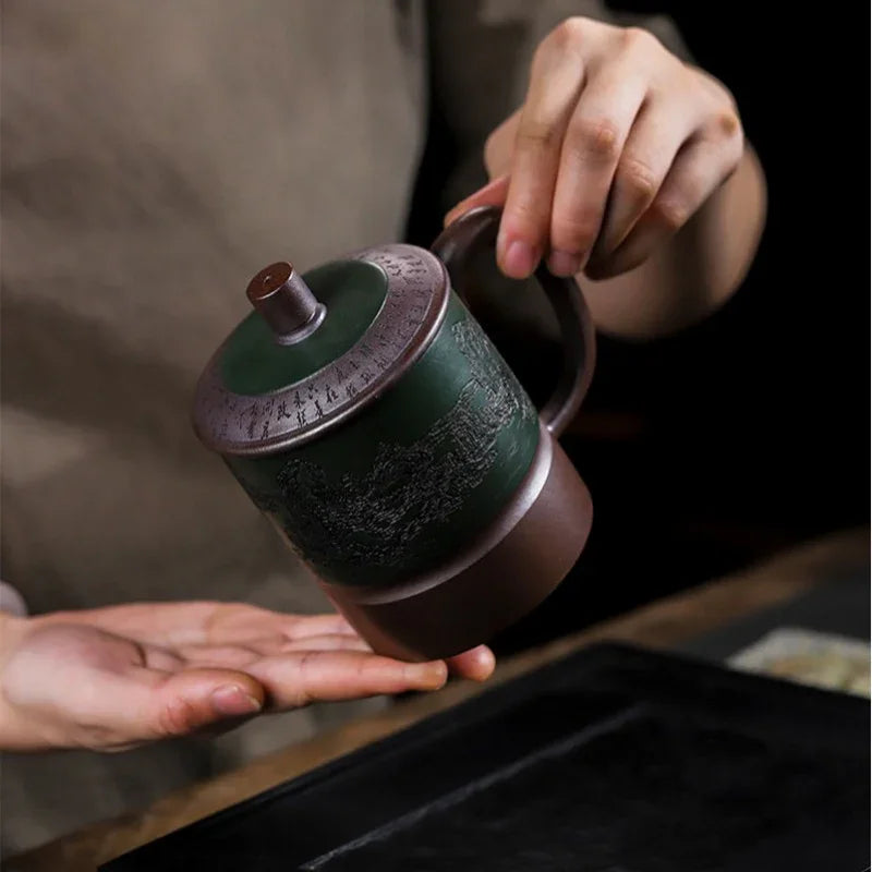 Master Handmade Yixing Zisha Tea Mug [Jiangshan Ru Hua] (Jinsha Zi Ni - 380ml) - YIQIN TEA HOUSE | yiqinteahouse.com | tea mug, teaware
