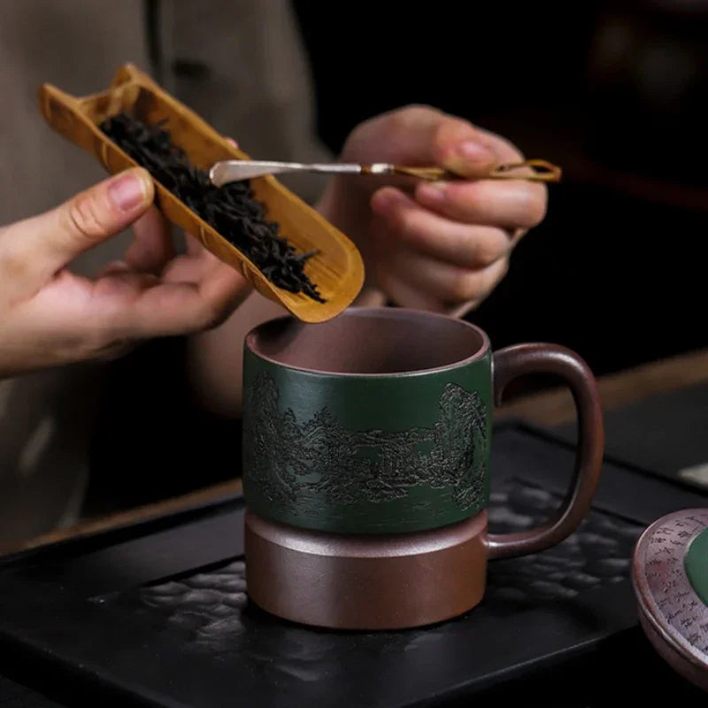 Master Handmade Yixing Zisha Tea Mug [Jiangshan Ru Hua] (Jinsha Zi Ni - 380ml) - YIQIN TEA HOUSE | yiqinteahouse.com | tea mug, teaware
