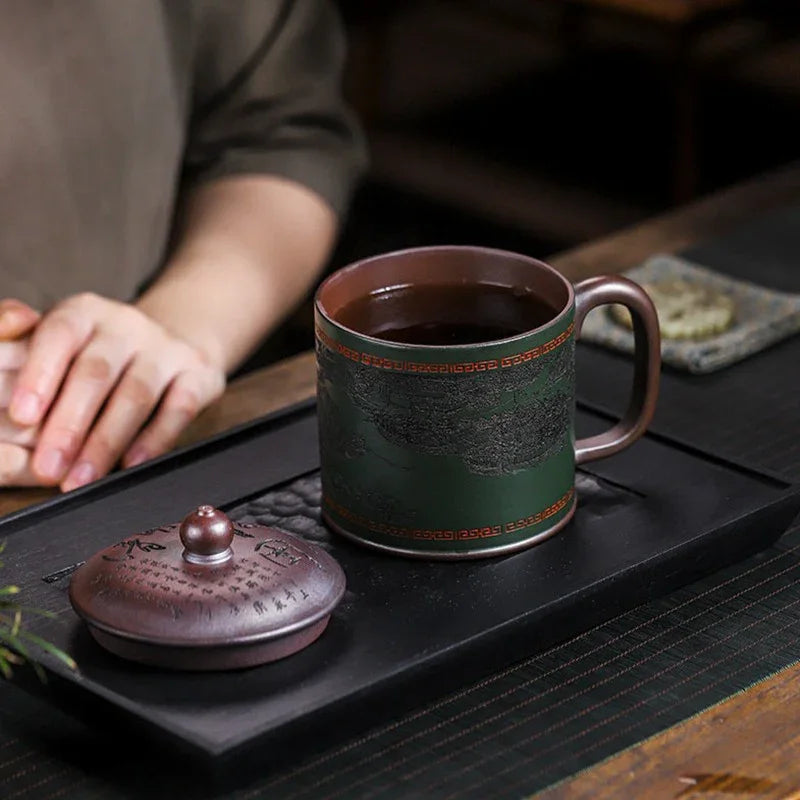 Master Handmade Yixing Zisha Tea Mug [The Great Bianjing] (Jinsha Zi Ni - 470ml) - YIQIN TEA HOUSE | yiqinteahouse.com | tea mug, teaware