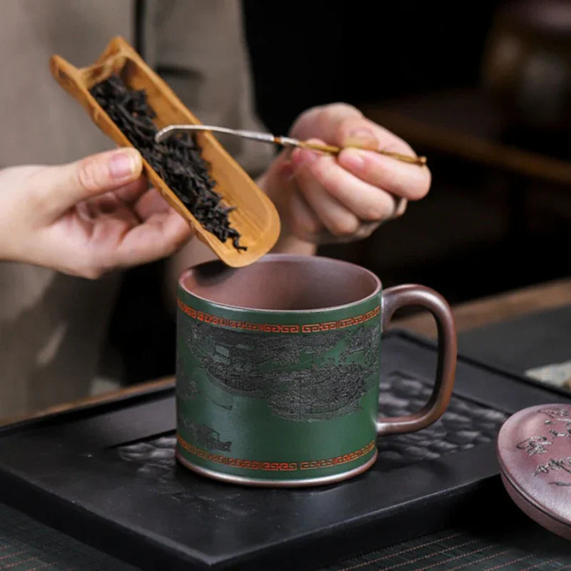 Master Handmade Yixing Zisha Tea Mug [The Great Bianjing] (Jinsha Zi Ni - 470ml) - YIQIN TEA HOUSE | yiqinteahouse.com | tea mug, teaware