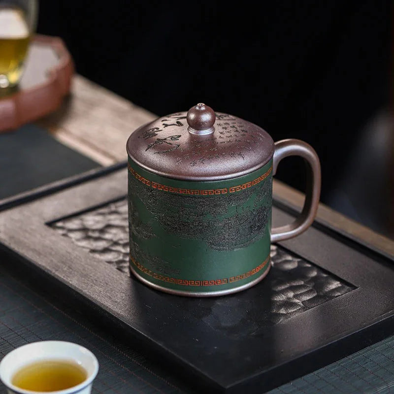 Master Handmade Yixing Zisha Tea Mug [The Great Bianjing] (Jinsha Zi Ni - 470ml) - YIQIN TEA HOUSE | yiqinteahouse.com | tea mug, teaware