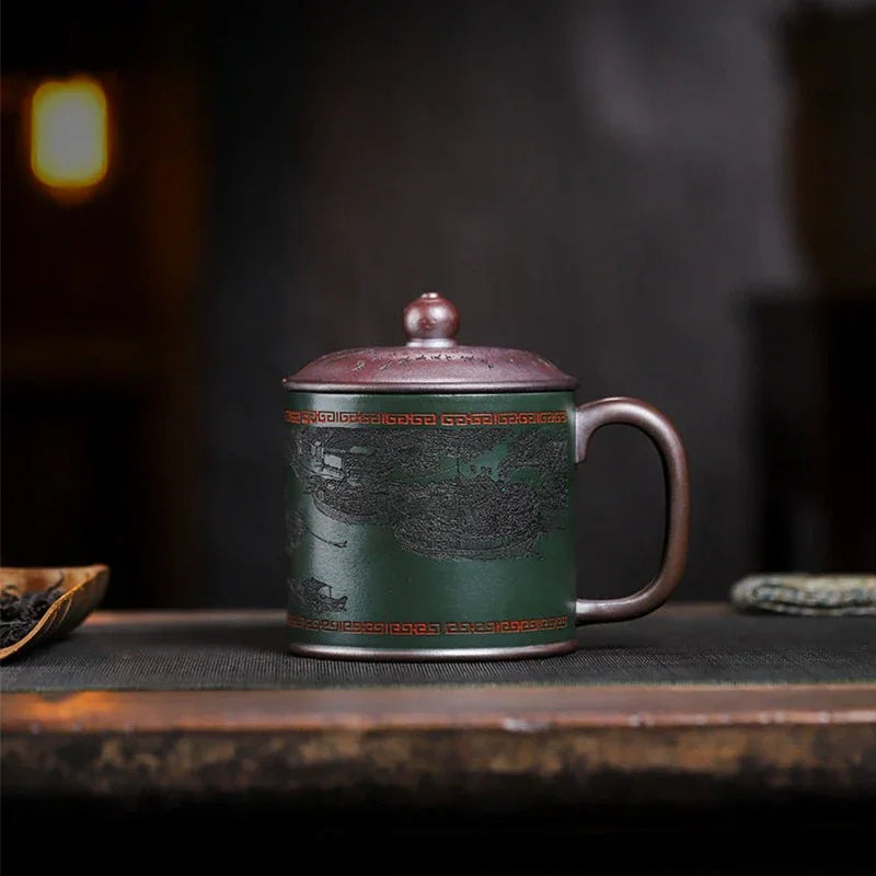 Master Handmade Yixing Zisha Tea Mug [The Great Bianjing] (Jinsha Zi Ni - 470ml) - YIQIN TEA HOUSE | yiqinteahouse.com | tea mug, teaware