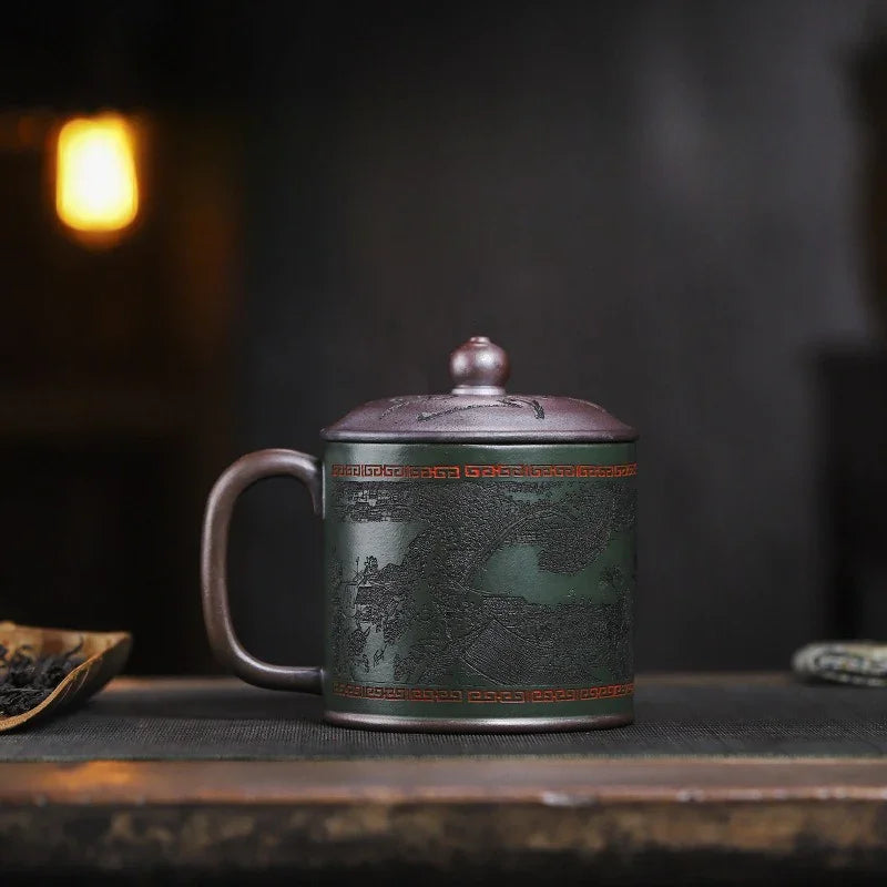 Master Handmade Yixing Zisha Tea Mug [The Great Bianjing] (Jinsha Zi Ni - 470ml) - YIQIN TEA HOUSE | yiqinteahouse.com | tea mug, teaware