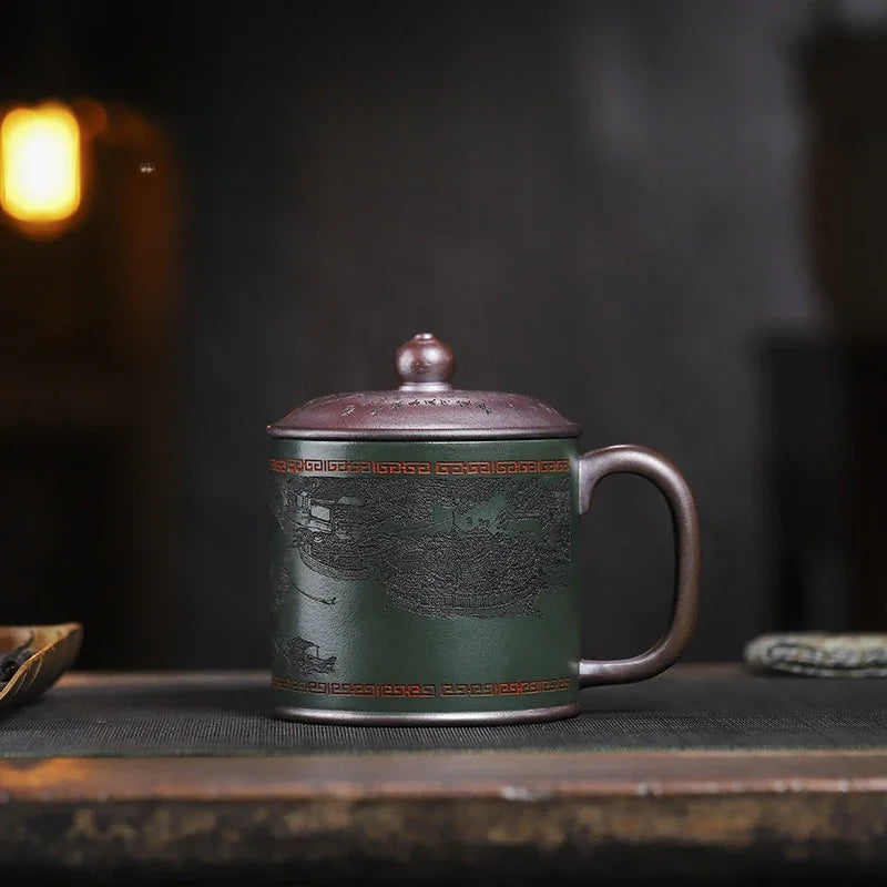Master Handmade Yixing Zisha Tea Mug [The Great Bianjing] (Jinsha Zi Ni - 470ml) - YIQIN TEA HOUSE | yiqinteahouse.com | tea mug, teaware