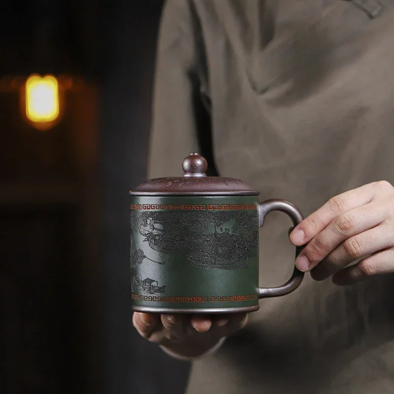 Master Handmade Yixing Zisha Tea Mug [The Great Bianjing] (Jinsha Zi Ni - 470ml) - YIQIN TEA HOUSE | yiqinteahouse.com | tea mug, teaware