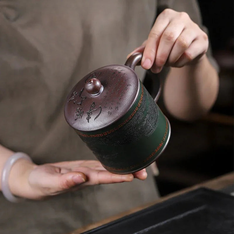 Master Handmade Yixing Zisha Tea Mug [The Great Bianjing] (Jinsha Zi Ni - 470ml) - YIQIN TEA HOUSE | yiqinteahouse.com | tea mug, teaware