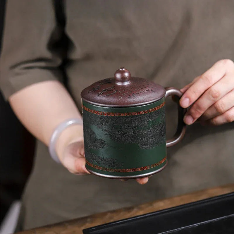 Master Handmade Yixing Zisha Tea Mug [The Great Bianjing] (Jinsha Zi Ni - 470ml) - YIQIN TEA HOUSE | yiqinteahouse.com | tea mug, teaware
