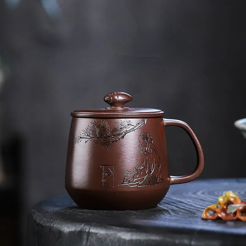 Master Handmade Yixing Zisha Tea Mug [Zhizh Changle] (Zi Ni - 380ml) - YIQIN TEA HOUSE | yiqinteahouse.com | new arrival, tea mug, teaware